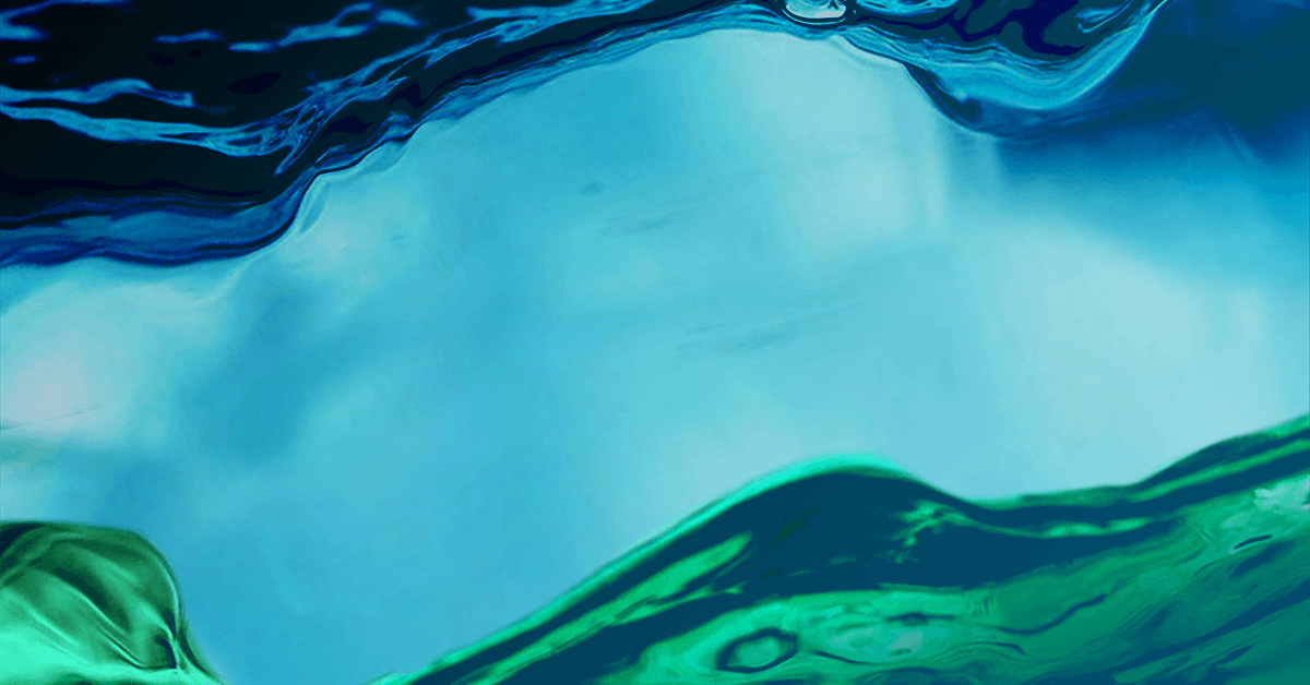 a blue and green background depicting flowing water