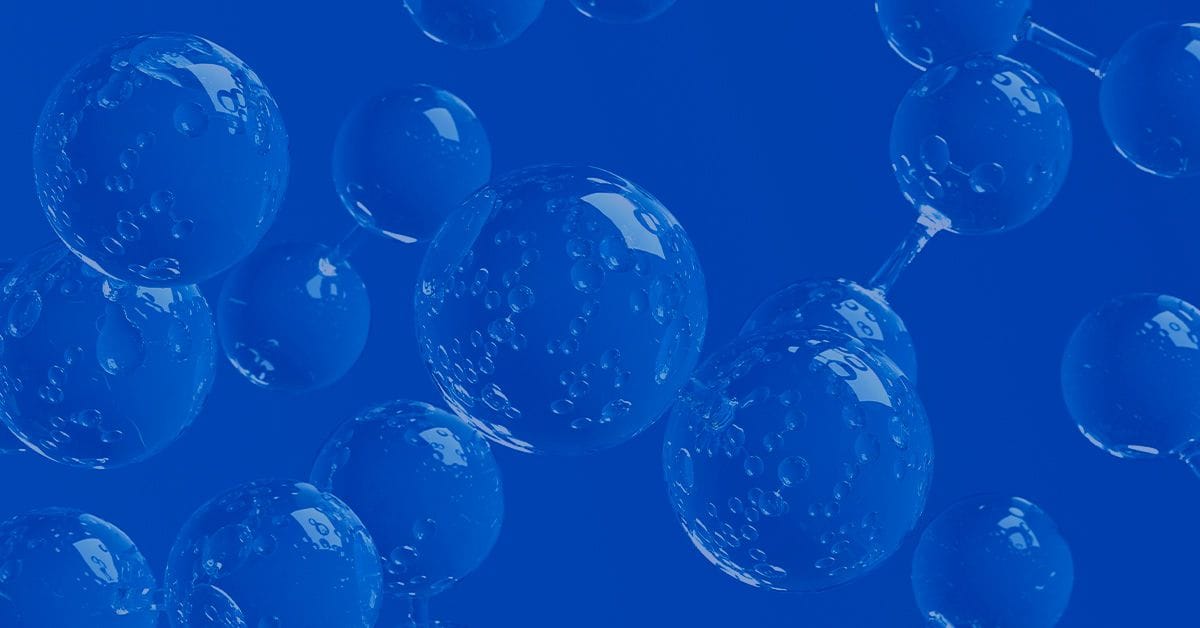 Water droplets on a blue background.