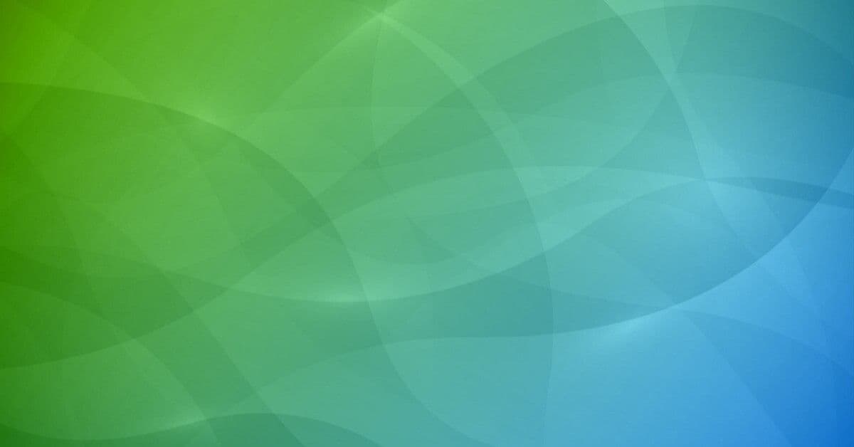 Abstract gradient background with intertwined green and blue translucent waves forming a smooth, flowing pattern.