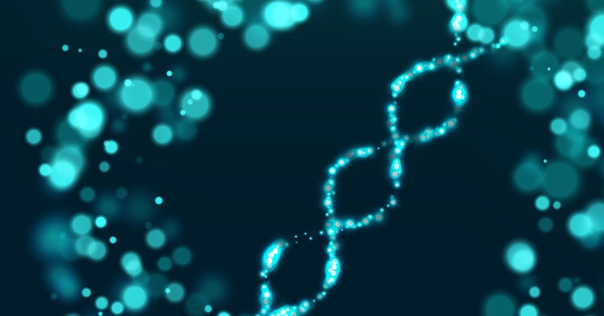 Abstract digital artwork of DNA helix