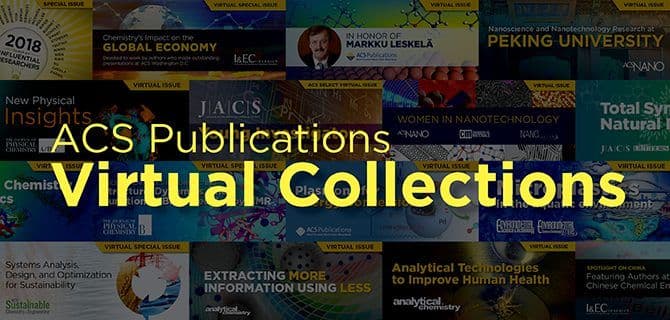 Collage of ACS Publications Virtual Collections, featuring various scientific journal covers and special issues.