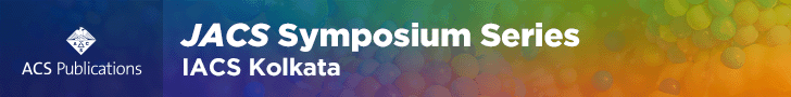 A promotional Gif advertising readers to apply to attend the ACS150 JACS Symposium at IACS Kolkata. Set against a rainbow gradient background.