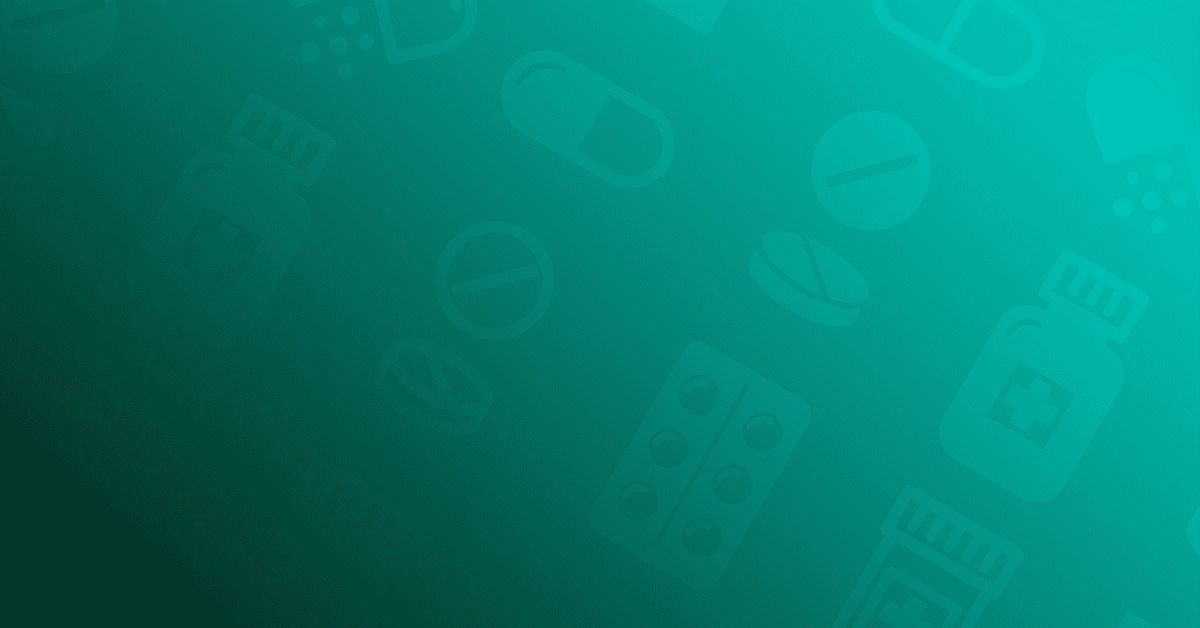 A green background with various medical icons on it.
