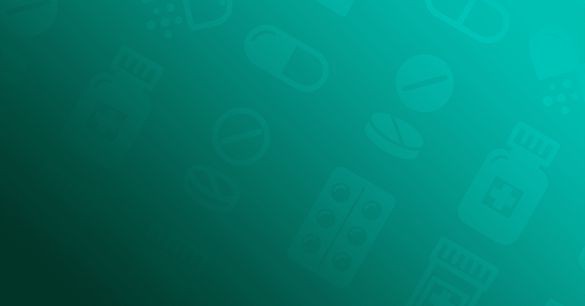 A green background with various medical icons on it.